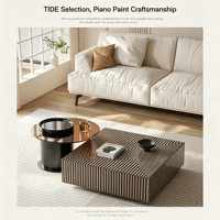 Ensemble de tables basses italiennes minimalistes, petites et grandes, compactes pour salon, durables, écologiques, tables carrées zébrées avec dessus en verre trempé