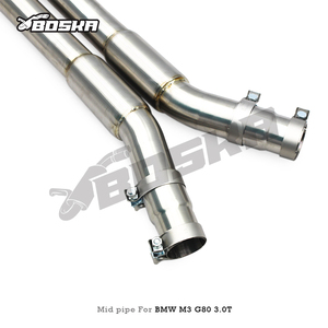 Tuyau intermédiaire avec isolation thermique pour BMW M3/M4 G80/G82/G83 3.0T 2021-2025, tuyaux d'échappement en acier inoxydable Boska 101 mm - Product Image 3