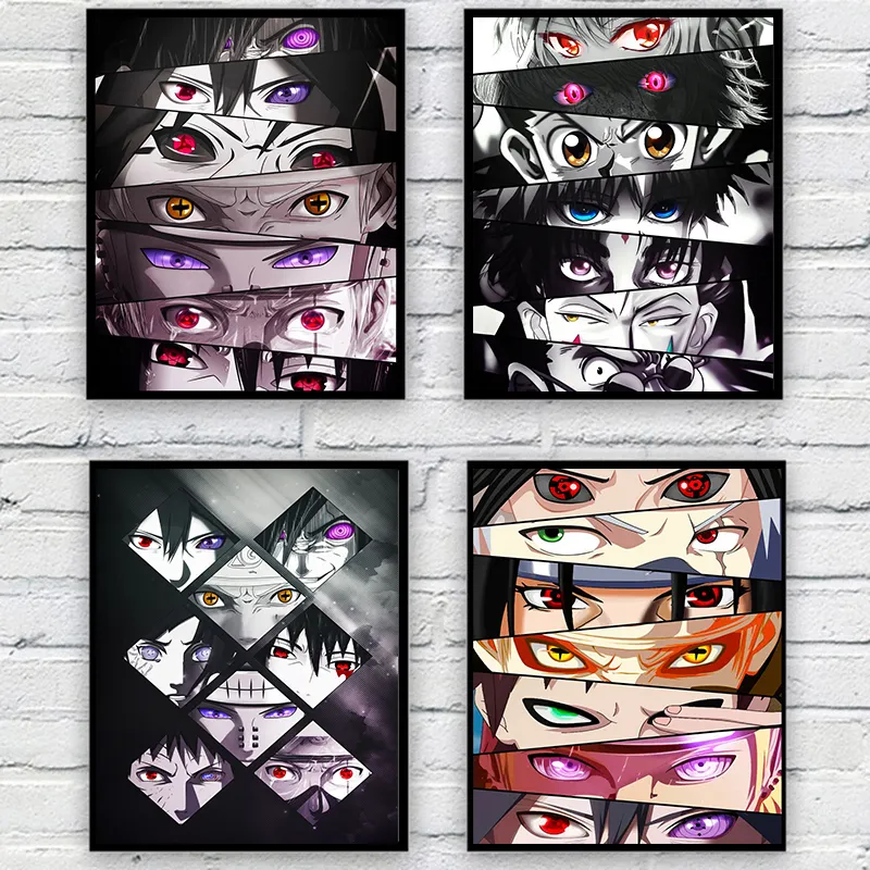 Japanese Anime Poster Eyes Wall Art Pictures and Prints Canvas oil painting For Home Living Room kids Room Cuadros Decor