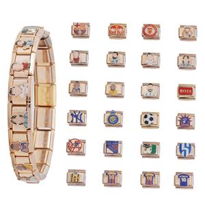 Modular Bracelet Charm Set Stainless Steel DIY Jewelry Unisex Gift Cartoon Star Player Logo Series - Product Image 1