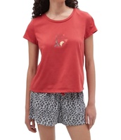 Femmes court coton confortable pyjama ensemble Relax cordon Pjs dames imprimé vêtements de nuit tenue confortable loisirs costumes
