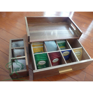 Organizzatore per Bustine di Tè in Legno di Acacia, Espositore Rettangolare da Bancone, <span class=keywords><strong>Contenitore</strong></span> in Legno per Stazione del Tè, Porta Bustine di Tè - Product Image 1