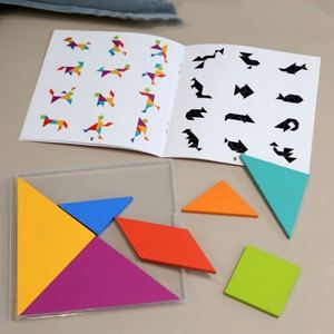 Jeu d'activités éducatives préscolaires Geo : Puzzle magnétique en bois, blocs Tangram à motifs, casse-tête géométrique, jouet éducatif - Product Image 4