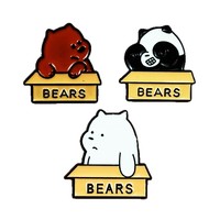 Broche Mignonne Trois Ours Animés, Badge Métallique Créatif pour Sac à Dos, Accessoires Décoratifs pour Enfants en Stock