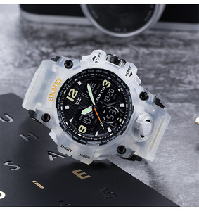 Đồng hồ đeo tay nam thể thao ngoài trời kỹ thuật số, mặt tròn màu trắng, chức năng <span class=keywords><strong>chronograph</strong></span>, hiển thị giờ kép, chống nước 5ATM, logo tùy chỉnh 1155B - Product Image 5