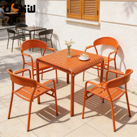 Chaise de salle à manger extérieure multicolore pour restaurant commercial, café, terrasse, balcon, jardin, avec structure moderne en aluminium