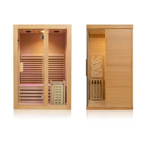 Sauna de Vapor Seco Interior para 2-3 Personas, Diseño Moderno, Calefacción Eléctrica, Panel de Control por Computadora, Infrarrojo Lejano, Madera de Hemlock