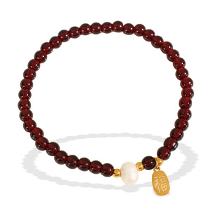 Natural Burgundy Garnet <b>Bracelet</b> With GoldPendant For Women Gift Jewelry - Product Image 5