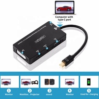 Adaptador Mini DP a VGA/Audio/HDMI/DVI 4 en 1, Mini DP a HDMI DVI VGA Audio