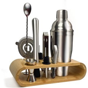 SKY-TOUCH 11-Piece Bartender Tool <b>Set</b> with Stylish Bamboo Stand Perfect Home Martini <b>Cocktail</b> <b>Shaker</b> Kit Including Jigger Cup - Product Image 1