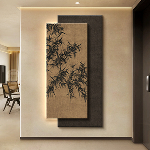 Arte Mural Vintage Chino para Entrada, Inspirado en la Estética de la Dinastía Song, Pintura de Bambú para Decoración Elegante de Sala de Estar - Product Image 1