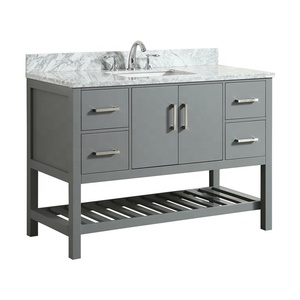 Venity Singolo In Piedi 48 Pollici Autoportante In Legno Tradizionale <span class=keywords><strong>Bagno</strong></span> Vanity Unità Con Piano In Marmo - Product Image 1