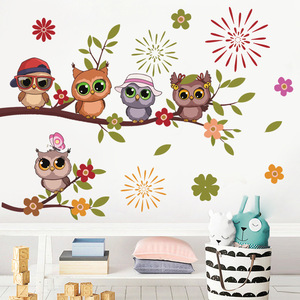 Autocollants muraux de luxe à motifs floraux et animaux, abeille, hibou, girafe, en vinyle auto-adhésif, papier peint amovible pour la décoration de la maison - Product Image 4