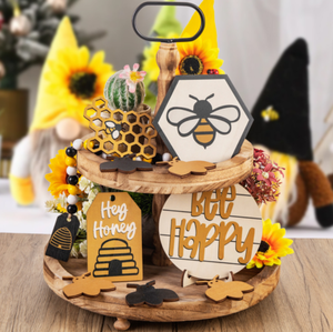ชุด<span class=keywords><strong>2023</strong></span>เลี้ยงผึ้งแบบข้ามพรมแดนสำหรับสวนสไตล์ผึ้งชนบทถาดประดับชั้นเครื่องประดับไม้ตั้งโต๊ะ - Product Image 2