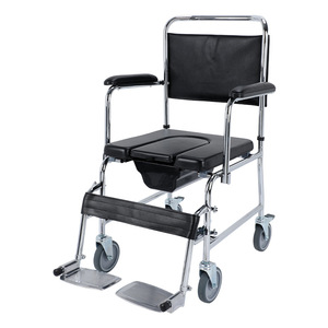 Wheeled Commode Chair Four Wheel <b>Mobile</b> Toilet Chair For <b>Elderly</b> And Pregnant With Strong Load Bearing Capacity - Product Image 3