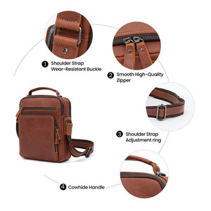 Sac en cuir Andong pour homme, sacs bandoulière en cuir véritable pour homme, sacs messager en cuir Crazy Horse, sac à main pour homme - Product Image 5