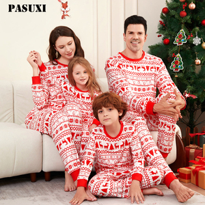 Conjunto de Pijamas de Natal PASUXI para a Família com Estampa da Moda Roupas Combinando para Pai, Mãe, Crianças e Cachorro Roupa de Dormir Familiar - Product Image 1