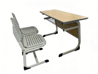 Ensemble de chaises de bureau doubles en bois écologiques réglables, très demandées, avec dossier en plastique durable pour les écoles primaires et secondaires