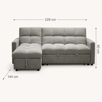 L-förmiges Dreisitzer-Modulsofa Chenille-Stoff Taschenfederkern-Kissen Holzrahmen Chaiselongue für Apartment-Wohnzimmer