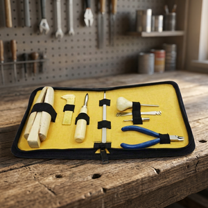 Kit d'outils professionnels pour la pose de pierres, 8 pièces, outils de réparation de bijoux et de pierres précieuses avec étui de rangement en cuir véritable |    GS1843B - Product Image 2