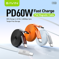 Câble USB Type C vers Type C BAVIN Excellent Portable Anti-emmêlement CB426 PD60W 3 couleurs avec aimant