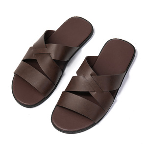 Sandalias Cruzadas para Hombre, Verano, Cuero Genuino, Punta Abierta, Suela de Goma Antideslizante, Uso Casual - Product Image 2