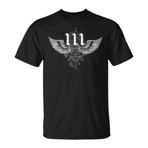 111 Numerology Angel Wings Camiseta negra unisex talla mediana para adultos - Product Image 1