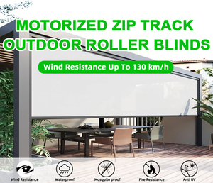 Gute Qualität Outdoor-Rollläden Aluminium Pergola Zip Screen Wasserdichte Terrassen abdeckung Motorisierte Zip-Track-Außen jalousien - Product Image 2