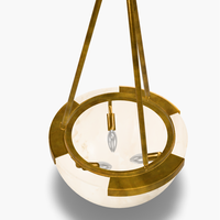 Lámpara de Techo Colgante de Diseño Vintage XZ, de Piedra Natural Española, Alabastro Nube, Mármol y Latón, con Luces LED para Baño