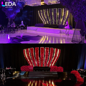 LEDA, recién llegado, soporte de fondo con marco de metal en forma de abanico con Camino de flores, arco de decoración de pared para evento de boda - Product Image 3