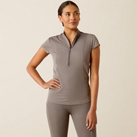 Camiseta de equitación Beisite versátil, de tejido reciclado de alto rendimiento, con mangas cortas, laterales de malla, transpirable y con protección solar.