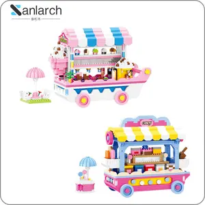 Wholesale Promotion 3D Plastic Micro Mini Magic Toy Bricks Shopping Street View Ice Cream Cart Building Blocks
