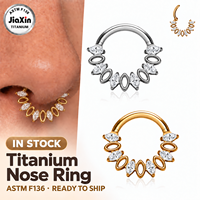 JIAXIN Anneau de nez clicker en titane ASTM F136 plaqué or 18 carats, boucle d'oreille, anneau de tragus à segment articulé, bijoux de piercing corporel tendance