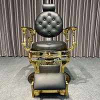 Fauteuil de Barbier Hydraulique Classique Rétro Rose Doré pour Salon de Coiffure et Barbier, Style King Beauty