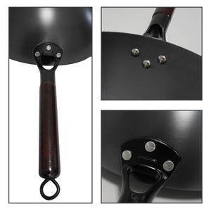 Чугунная сковорода-вок прямо с завода, настраиваемая, без покрытия, предварительно пропитанная, с равномерным распределением тепла для приготовления пищи - Product Image 6