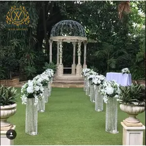Suporte de flores acrílico para decoração de casamento, suporte de cristal para corredor de casamento, vaso de flores com pedestal