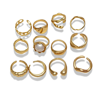 Ensemble de bagues empilables en alliage plaqué or pour femme, géométriques et irrégulières, bagues de mariage pour couple, bijoux fins et épais pour filles, à porter au quotidien