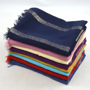 Fast-sellingmuslim Hijablovers Printed Foulared Scarf Shawl New Cotton Pleated Fully Crushed Silk Cotton Foulard Hijab
