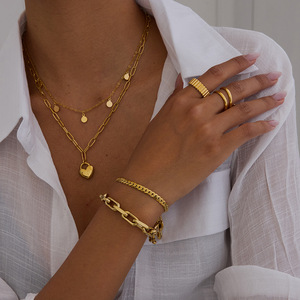 Conjunto de Collar con Colgante de Corazón de Acero Inoxidable, Joyería Unisex, Regalo - Product Image 3