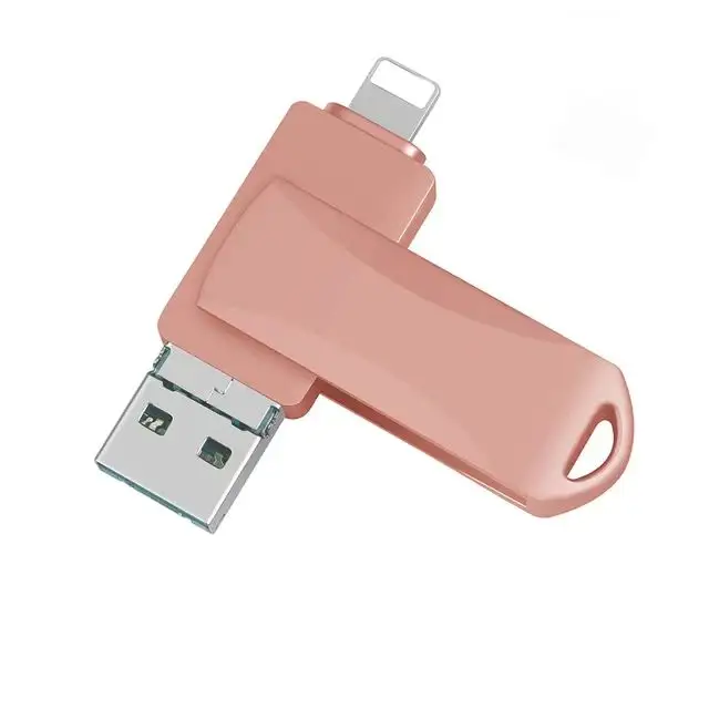 Iluminação micro usb 3-em 1 de alta velocidade 3.0 Metal rotativo USB flash drive Impermeável multi-função capacidade total