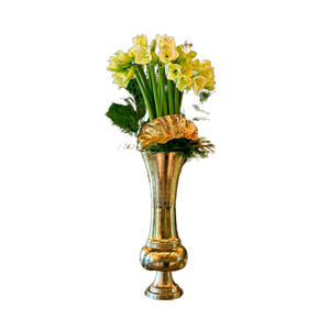 Vase doré en aluminium pour fleurs fraîches pour l'intérieur et l'extérieur Grandes fleurs décoratives pour la décoration de l'entrée - Product Image 1