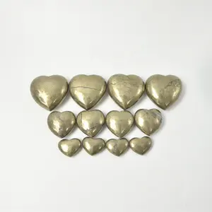 นางสาวหินขายส่งพลอยธรรมชาติบำบัด Pyrite รูปหัวใจเครื่องประดับตกแต่ง