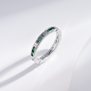 wholesale plata 925 silver green stone simple promise <b>ring</b> Classic Geometric wedding woman fashion zirconia <b>adjustable</b> <b>rings</b> - Product Image 1