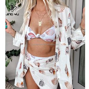 Conjunto de Dos Piezas Personalizado para Mujer, Ropa de Manga Corta, Camisas de Lino con Estampado Hawaiano de Diseñador, Conjuntos de Mujer - Product Image 3