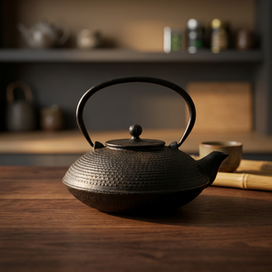 กาน้ำชาเหล็กหล่อแบบจีนโบราณพร้อมฝาและหูจับ - Product Image 6