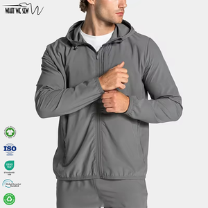 ชุดวอร์มกีฬาแบบซิป ผ้าบางเบา ยืดหยุ่นได้ ใส่สบาย เหมาะสำหรับวิ่งออกกำลังกายกลางแจ้ง เสื้อแจ็คเก็ตกันลมสำหรับผู้ชาย ชุดออกกำลังกายในยิม - Product Image 1