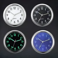 Jam Digital Tempel Pintu Interior Mobil Mini, Mekanisme Quartz, Diameter 40mm, Jam Mobil Bercahaya, Ornamen Mobil