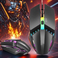 Mouse Gaming Berkabel 1.4M Grosir, Lampu RGB Berpendar 800-1200 DPI Dapat Diatur Ergonomis USB Optik untuk Gaming & Kantor