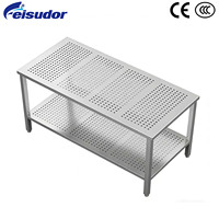 Table de travail professionnelle en acier inoxydable à double plateau pour restaurants, table de pétrissage et de poinçonnage pour hôtels