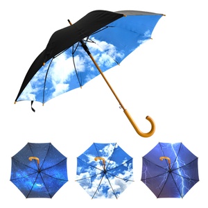 Full Print Straight <b>Umbrella</b> Pattern OEM ODM Fashion Popular Durable Modern Long Stick Pongee <b>Umbrella</b> Wood Business Gifts - Product Image 1